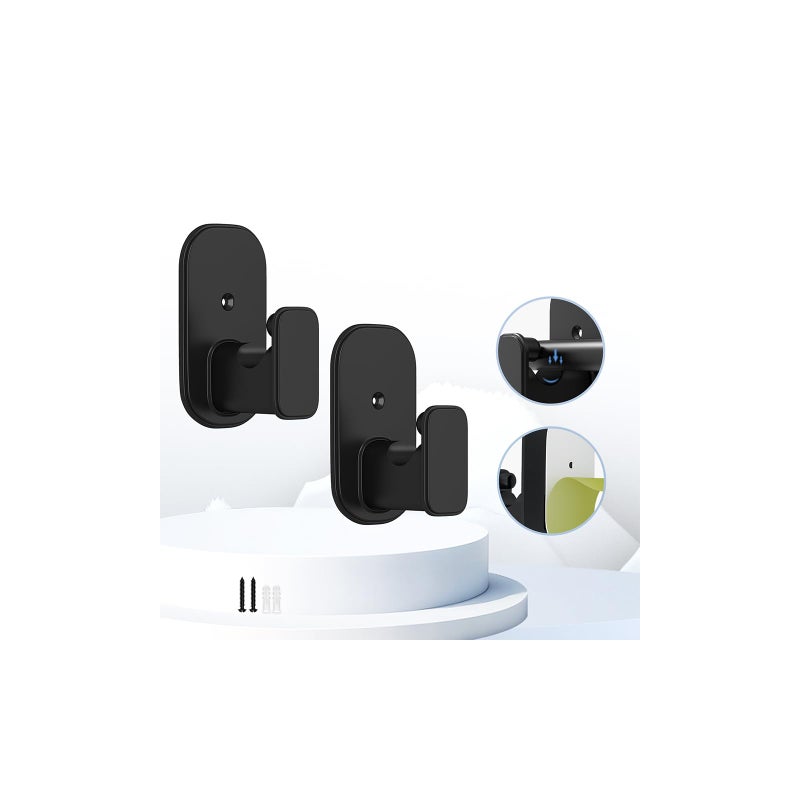TKZTKZ No Drill Curtain Rod Brackets:Self Adhesive Curtain Rod Holders for Rod 5/8"" No Screw Curtain Rod Bracket No Drilling Heavy Duty No Damage Stick on Curtain Rod Hooks Hangers No Nail Black 2Pack - Image 1